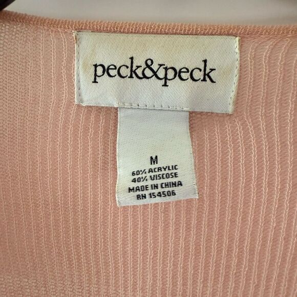 Vintage Peck&Peck Women's Peach Cardigan Sweater size medium - Picture 5 of 11